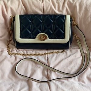 COACH Navy blue and cream cross body and hand bag.